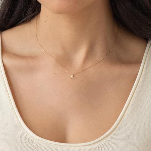 KICKGY Initial Necklaces for Women, Dainty Gold Letter Necklace 14k Gold Plated Personalized CZ Initial Necklace Monogram Name Choker Necklace for Women Trendy Gold Jewelry for Women Gifts thumbnail 4