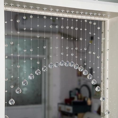 Hanbinsen 20 Strings Crystal Beaded Curtain, Arched Door String Curtain, Hanging Doorway Room Divider Suitable for Home, Coffee House, Bedroom, Restaurant. (Clear) - Image 1