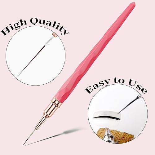 Keepzi French Tip Design Nail Polish Liner Brush, 5 Pack Thin Fine Line Gel Art Paint Brushes for Nails Detailing, Pinceles Para Decorar Uñas - Vermilion (25/15/11/9/7Mm) thumbnail 5