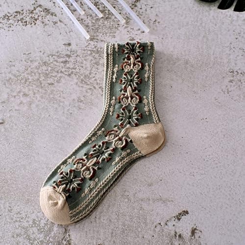 BOFAYS 5 Pairs Womens Floral Cute Socks Vintage Embroidered Plant Socks for Women Teens Cotton Cozy Ankle Sock thumbnail 7