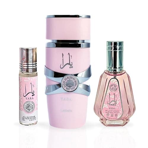 Lattafa Yara 3-piece Fragrance Bundle for Women (3.4 Oz Eau de Parfum Spray + 1.7 Oz Eau de Parfum Spray + 0.34 Oz Roll-On Perfume Oil) - Image 1