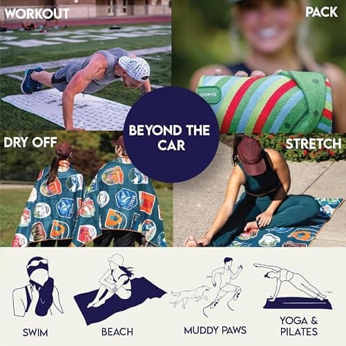 Sprints Athletic Running Towel, Full-Sized, Car Seat Cover - Performance Microfiber (Paisley Probs) thumbnail 4