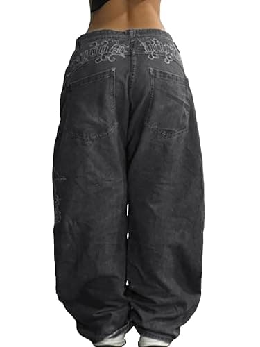 Baggy Jeans Women Hip Hop Goth Street Y2k Jeans with Skeleton Print Vintage Streetwear High Waist Denim Wide Leg Pants thumbnail 3