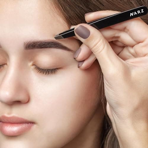NARZ 4Pcs Professional Twezers for Women Facial Hair Stainless Steel Precision Tweezers for Ingrown Hair Eyebrow Tweezer for Men & Women (Black Set) thumbnail 2