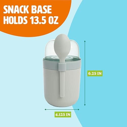 Tasty Travel Snack Cups with Spoons, On-The-Go Snacking, Divided Compartments, Great for Nuts, Cereal, Granola, Yogurt and More, Made Without BPA, 2-Pack, Aqua thumbnail 2