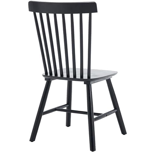 Kmax Dining Chairs Set of 6, Vintage Kitchen Chairs Windsor Chairs with Solid Wood Legs Country Farmhouse Style, Black - 6 CHAIRS - Black thumbnail 6