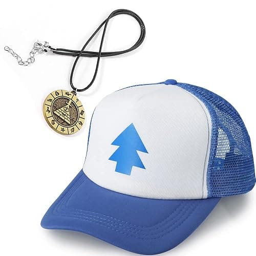 EIKOU Gravity Falls Mabel's Pink Dipper Hat - Aqua Blue Pine Embroidered - Comes with The Necklace - Image 1