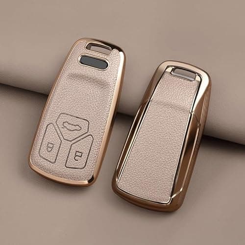 Axtrulix Key Fob Cover for Audi with Key Chain, Upper Leather + Soft TPU Key Cover Case Shell for A4 Q7 Q5 TT A5 SQ5 R8 S5 thumbnail 4