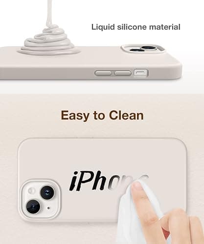 GONEZ Magnetic for iPhone 14 Case, Compatible with Magsafe, with Screen Protector + Camera Protector, Anti-Scratch Microfiber Lining, Liquid Silicone Shockproof Protective Phone Case, Stone - Stone thumbnail 6