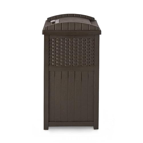 Suncast 33 Gallon Commercial Outdoor Trashcan Hideaway with Lid for 30 to 33 Gallon Trash Bags for Garage, Backyard, or Garden, Brown thumbnail 6