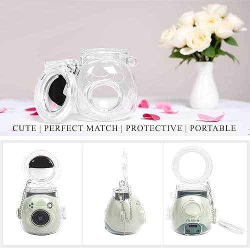 JOYZO Protective Clear Case and Mini Tripod Kit Compatible with Fujifilm Instax PAL, for Instax Pal Hard Case with Selfie Mirror and White Stand Accessories Set - Clear thumbnail 4