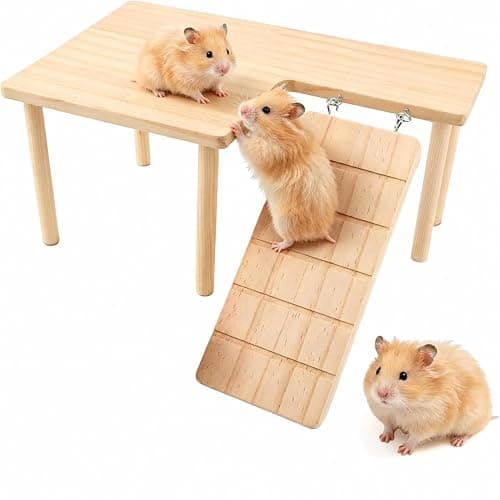 Wooden Hamster Platform for Cage | Durable Climbing Perch Chew Toy for Hamsters Gerbils Mice Degus - Image 1