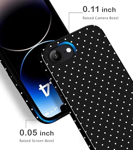 Amzfield Compatible with iPhone 16e/17e Case Cute Polka Dot Aesthetic for Women Girls Simple Chic Girly Dual Layer Hybrid Protection Elegant Case for iPhone 16e for iPhone 17e-Black thumbnail 4