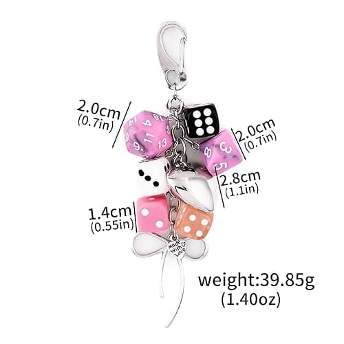 SORGERLY 8 Ball Dice Charm Keychain - Cute Bag Purse Handbag Accessories - Y2K Aesthetic Key Chain for Women Men thumbnail 6