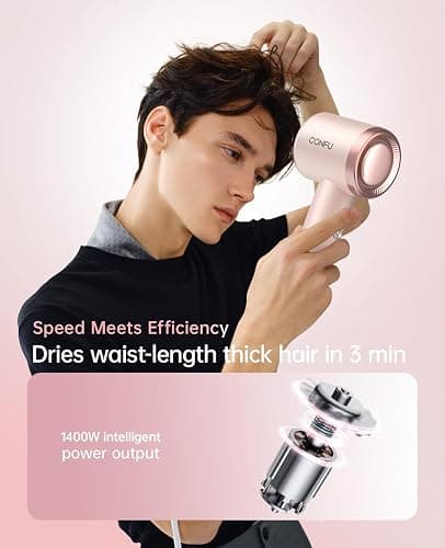 Hair Dryer with Diffuser, CONFU Hair Dryers for Women, Diffuser Hair Dryer High Speed Professional Ionic Blow Dryer for Fast Drying, Hair for Curly Hair for Home Travel thumbnail 2