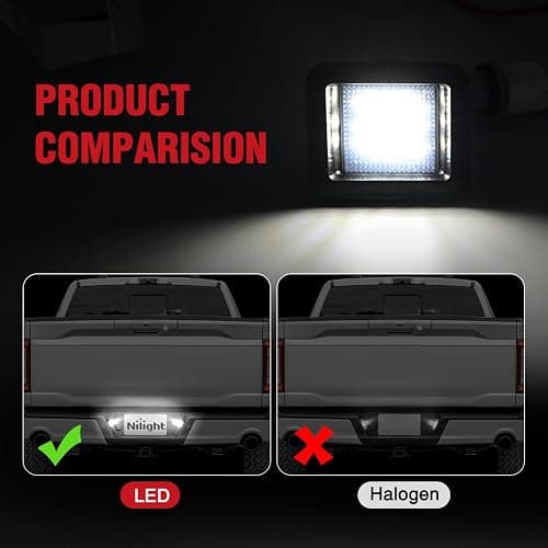 Nilight License Plate Lights Compatible with 2015 2016 2017 2018 2019 2020 Ford F150 Raptor Smoke Lens Black Housing 6000K White 2PCS Pack thumbnail 9