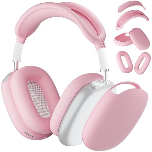 ATUAT for AirPods Max Headphones Case, Protective Silicone Case Cover Skin Accessories Anti-Scratch for Women Men for Apple AirPods Max 2024/2020 (USB-C/Lightning), Pink - Image 1