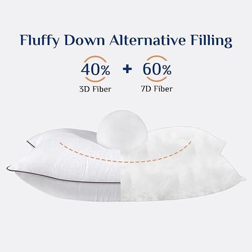JOLLYVOGUE Pillows Queen Size Set of 2, Cooling and Firm Pillows with Oeko-Tex Certified Down Alternative Filling for Side, Back, and Stomach Sleepers, Hotel Collection thumbnail 3