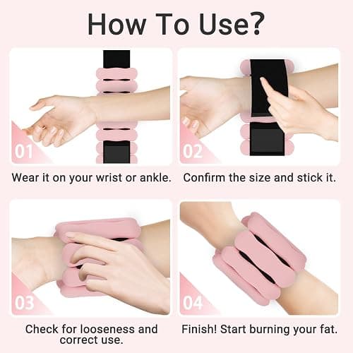 Wrist Ankle Weights for Women Men Kids, Leg Arm Wrist Weights Bangles 1lb*2 2lb*2 Wearable Weights Pilates Weighted Bracelet for Strength Training Walking Swimming Yoga Physical Therapy thumbnail 8