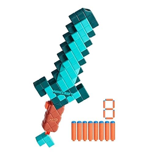 Nerf Minecraft Sword Dart Blaster, Pull Back Priming, Foam Edge, 8 N1 Darts, Ages 8+ - Image 1