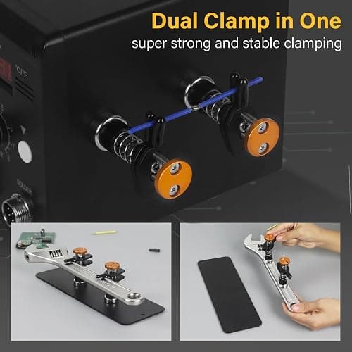 Magnetic Helping Hands Clamp Metal, Adjustable Third Hand Soldering Holder Stand For Small Electronics, Hobby DIY, Craft, PCB Repair, Precise Work, Exclusive Dual-Head Ultra-Grip (Yellowblack, long) thumbnail 4