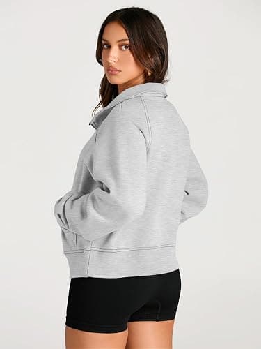 AUTOMET Womens Sweatshirts Half Zip Cropped Pullover Fleece Quarter Zipper Hoodies 2026 Fall Fashion Outfits Clothes thumbnail 5