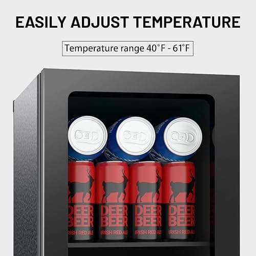 Stopsad 0.9 Cu.Ft Mini Fridge for 24 Cans, Beverage Refrigerator with Clear View Door and Adjustable Shelves, Small Drink Fridge for Soda, Beer, or Wine, Compact Cooler for Bedroom, Office, or Bar thumbnail 5