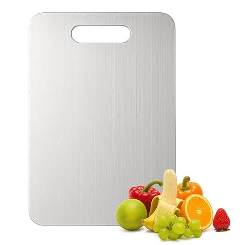 Titanium Cutting Board, 100% Pure Titanium Chopping Board for Kitchen, Hygiene & Durability Double Sided Cutting Board, Non toxic Chopping Board, Dishwasher Safe (15.7“ x 10.8”) - Image 1