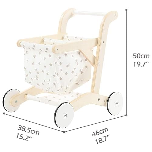 labebe Baby Push Walker Doll Stroller, Push Toy for Toddler, Shopping Cart for Girls and Boys 1 Years Old, Kids Stand Learning Walker, Wooden Play Wagon with Wheel, Larger Size 15.2 * 18.7 * 19.7 thumbnail 3