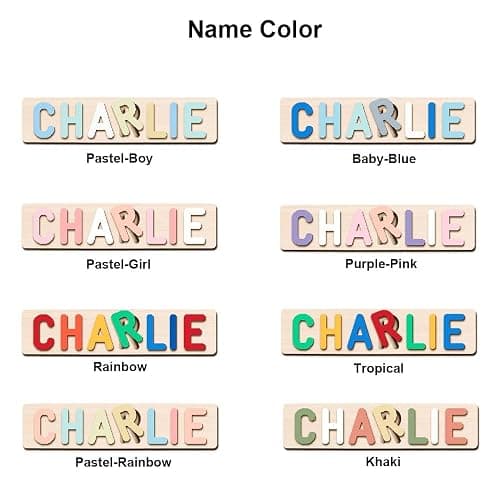 AZUFEMOS Personalized Name Puzzle for Kids, Personalized Baby Gifts Custom Name Puzzles for Toddlers 1-3 Animal Puzzle, Customized 1st Birthday for Girls & Boys Wooden Puzzle Montessor Toys for Kids - Animal Name Puzzle thumbnail 6