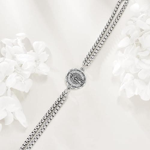 YFN Patron Saint Bracelet Sterling Silver Religious Protector Bracelet Jewelry Gift for Women Men thumbnail 3