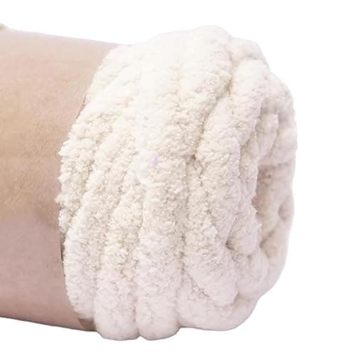 MagiDeal Thick Chunky Yarn Arm Knit Yarns Filling Handcrocheted Jumbo Tubular Yarn Bulky Yarns for Craft Knitted Blanket Pet Bed Sweaters, Beige White thumbnail 7