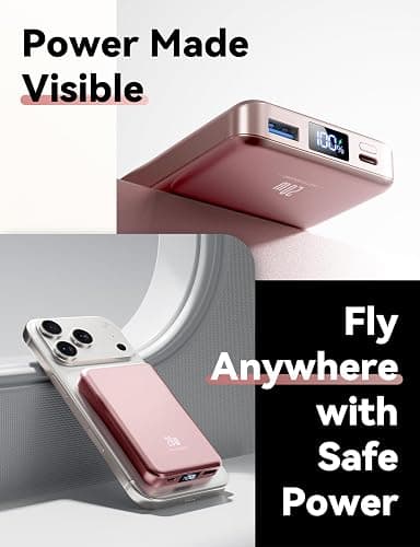 Magnetic Portable Charger, 10000mAh Power Bank, 20W Fast Charging for Magsafe Battery Pack, Travel Essential Wireless Charger Compatible with iPhone 17/16/15/14/13/12 Pro/Max/Air/Plus Series, Samsung thumbnail 6