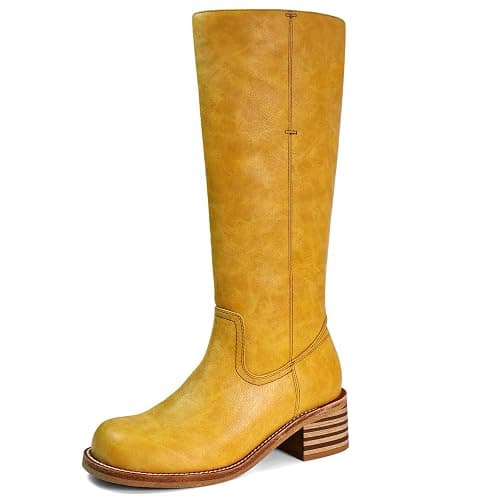 VBDB Women's Knee High Boots Square Toe Chunky Block Heel Long Boots for Women Comfortable Low Heel Womens Boots - Image 1