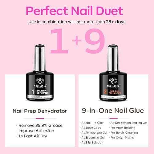 modelones Gel Nail Kit, Fake Nails Long Coffin, 9-in-One Glue Prep Dehydrator & Portable Mini U V Light Acrylic Clipper, 500Pcs Coffin Tips for Extension Kit DIY Salon Home Gifts for Women thumbnail 3