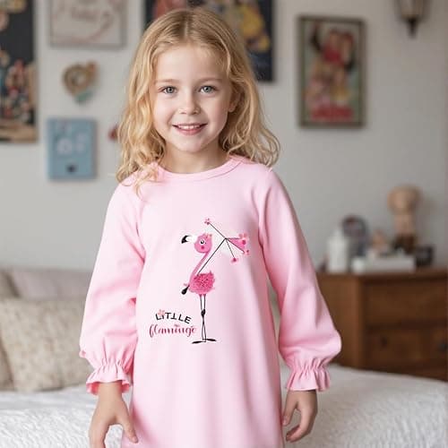 Tkria 2Pcs Girls Nightgowns Toddler Nightdress Soft Cotton Sleepwear 2-10 Years Long Sleeves Nightie Dress Pajamas Kids Girls thumbnail 2