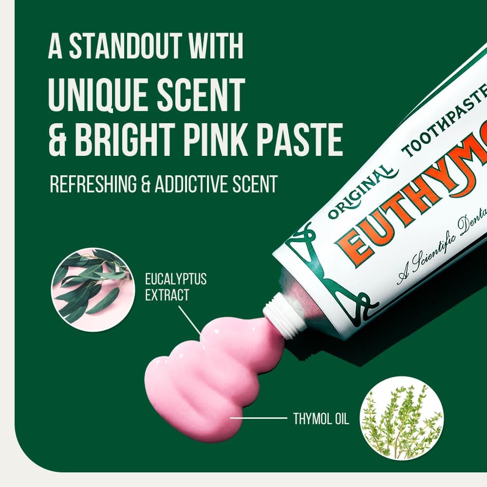 Original Euthymol Toothpaste 75ml x 2, No Fluoride, Anti-Plaque, Antibacterial, Cavity Protection, Teeth Gums Clean Healthy, Cool Mint Freshener thumbnail 3