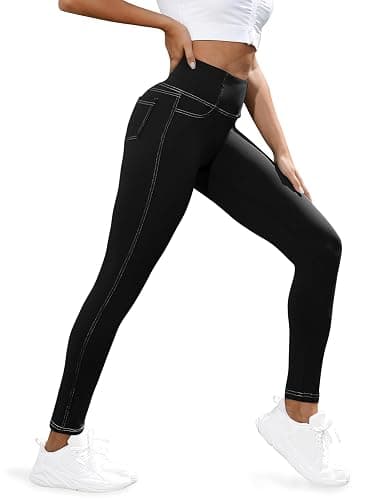 VOOVEEYA Curvy Womens Leggings, High Waisted Yoga Pants with Back Pockets, Tummy Control - Buttery Soft - Stretchy thumbnail 4