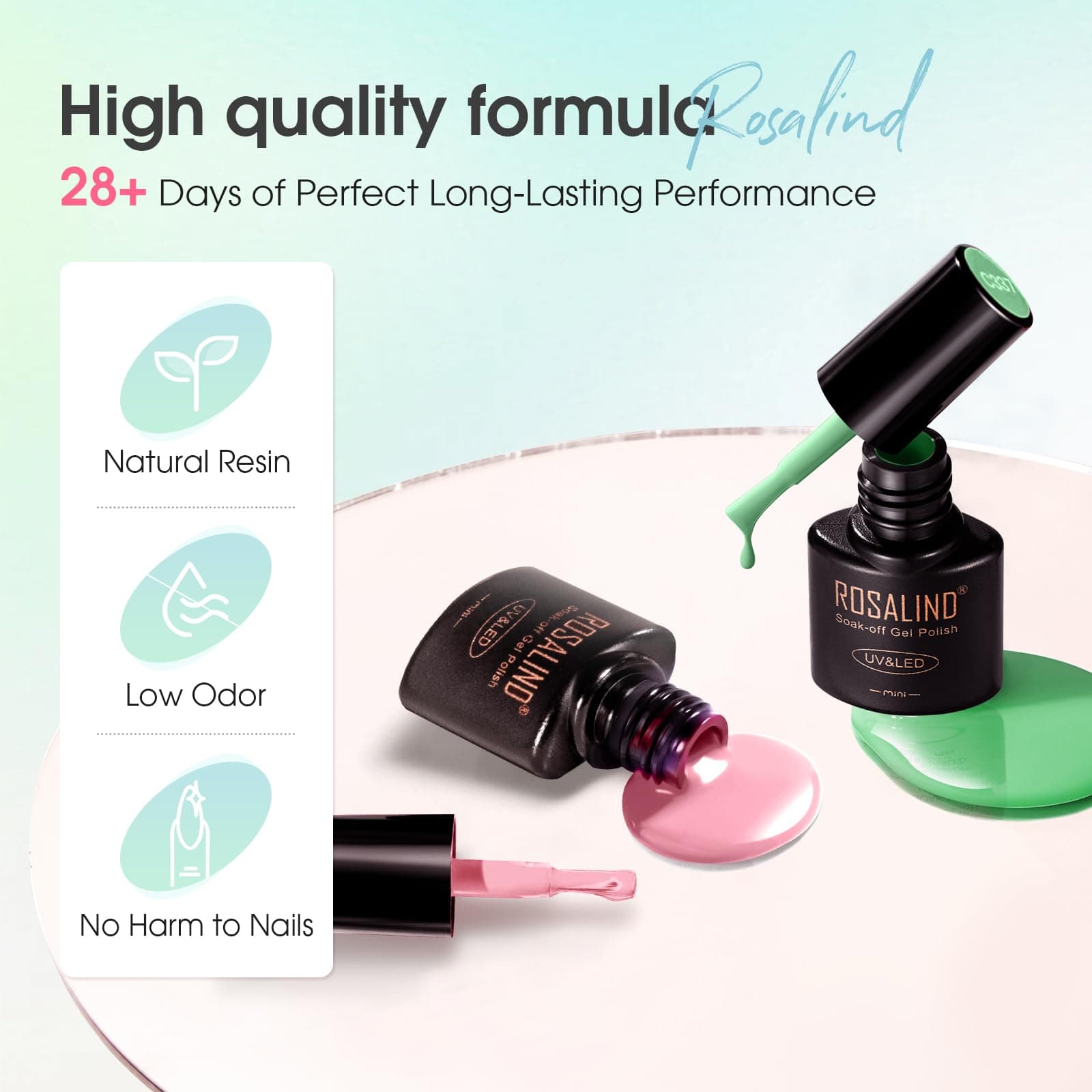 ROSALIND UV Nail Lacquer Set, 36 Stück Gel Nail Lacquer Rosa Violett Blau Grün Orange thumbnail 4