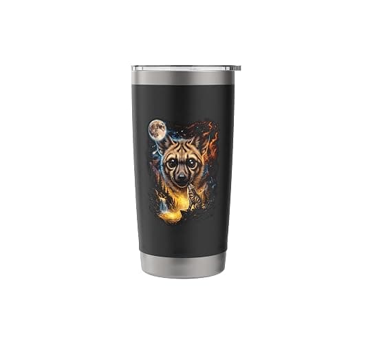 Mystical Aardwolf Howling Full Moon Wildlife Art Stainless Steel Insulated Tumbler thumbnail 4