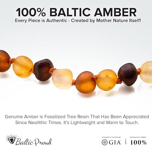 Baltic Proud Raw Amber Necklace and Bracelet Gift Set (Unisex Multi 12.5 Inches/5.5 Inches) - Certified Premium Quality Sea thumbnail 2