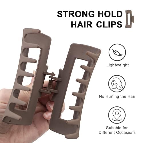 MAORULU Large Hair Claw Clips for Thick Hair, Banana Clips with Strong Hold for Women and Girls, Brown 1 thumbnail 4