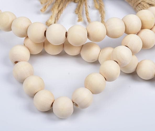 LSKYTOP 60 Inches Wood Bead Garland,Wooden Beads with Tassels,Farmhouse Beads Rustic Prayer Beads Boho Beads for Farmhouse Tiered Tray Coffee Table Mantel Decor (1 Pack) thumbnail 4