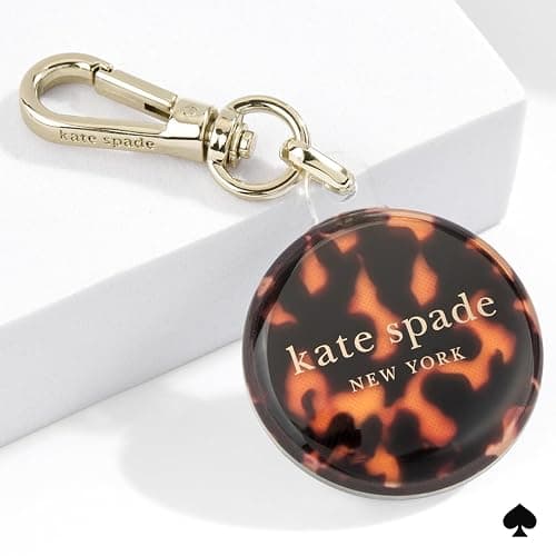kate spade new york AirTag Holder with Gold Ring Clip - Tortoiseshell | Stylish, Anti-Scratch, and Protective Case for Apple AirTag - Attaches Securely to Bags, Luggage, Keys, Purse, Totes & More thumbnail 7