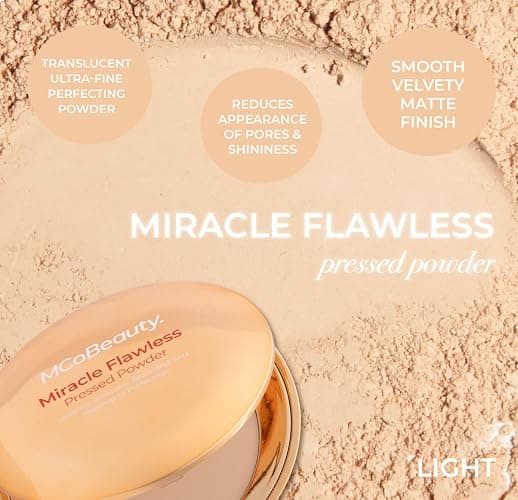 MCoBeauty - Miracle Flawless Pressed Powder - 1 Light Shade - Compact Setting Powder with Rose Flower Extract and Sweet Almond Oil - Helps Finish and Refine the Look of Makeup thumbnail 8