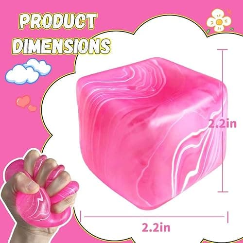 2.2 Inch Slow Rise Fidget Toys,Squishies Ice Cube Shape, Sensory Toy for Kids, Stress Relief Squeeze Balls, Easter Basket Stuffers for Boys Girl(Pink) thumbnail 2