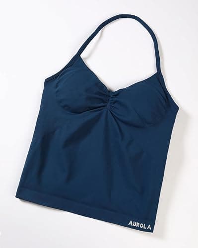AUROLA Influence Longline Strappy Workout Halter Tops for Women,Removable Cups Padded Bras Impact Gym Yoga Sleeveless Top thumbnail 5