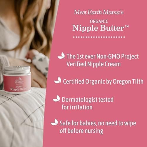 Earth Mama Organic Nipple Butter™ | Nipple Cream Safe for Breastfeeding | Postpartum Essentials for Nursing | Non Lanolin Nipple Cream, 2-Fluid Ounce - 2 Fl Oz (Pack of 1) thumbnail 5