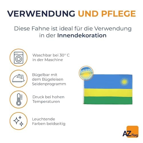 AZ FLAG - Flagge Ruanda - 150x90 cm - Republik Ruanda Fahne 90 x 150 Cm Feiner Polyester - Flaggen thumbnail 5