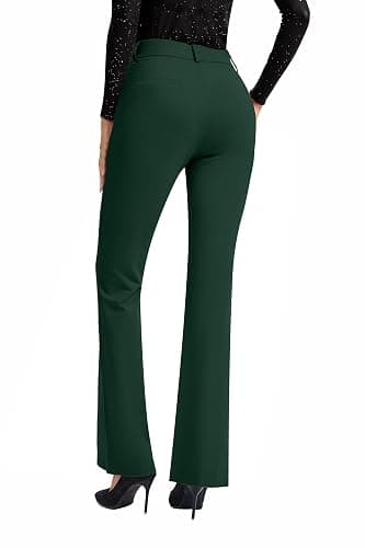 FUNYYZO Dress Work Pants Women's Stretchy Bootcut Leg Button Slacks Trousers with Pockets Casual Outfits thumbnail 6
